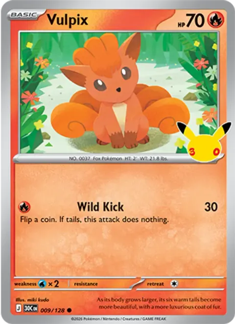 Vulpix 30TH 009 기본판 영어판 카드 이미지