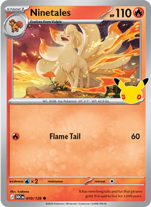 Ninetales 30TH 010 기본판 영어판 카드 이미지