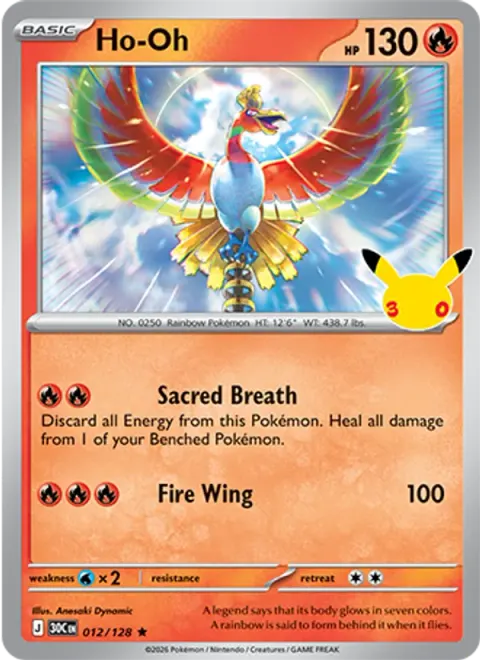 Ho-Oh 30TH 012 기본판 영어판 카드 이미지