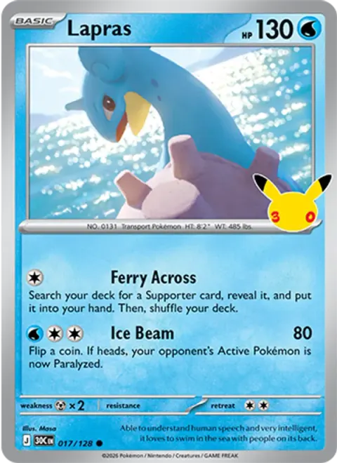 Lapras 30TH 017 기본판 영어판 카드 이미지