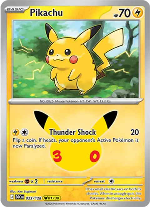 Pikachu 30TH 023 기본판 영어판 카드 이미지