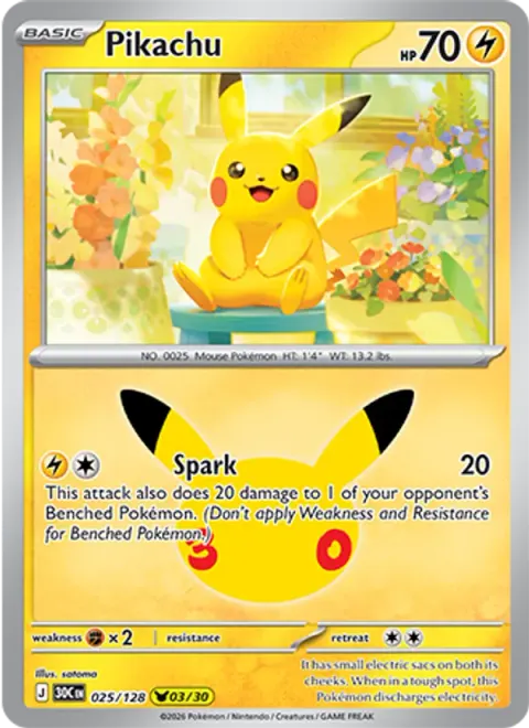 Pikachu 30TH 025 기본판 영어판 카드 이미지