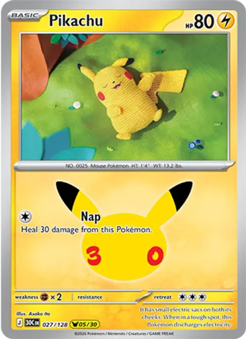 Pikachu 30TH 027 기본판 영어판 카드 이미지