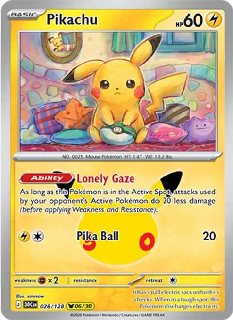 Pikachu 30TH 028 기본판 영어판 카드 이미지