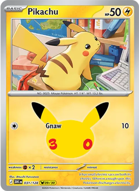 Pikachu 30TH 031 기본판 영어판 카드 이미지