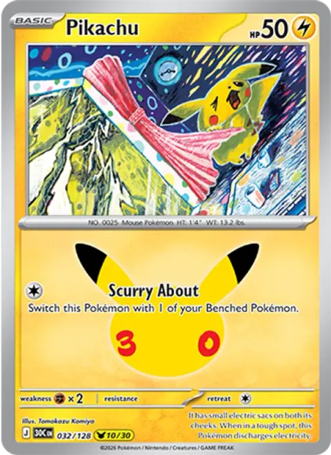 Pikachu 30TH 032 기본판 영어판 카드 이미지