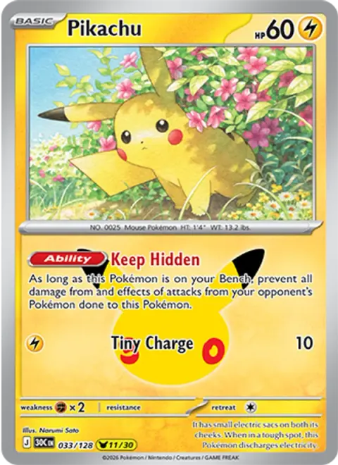 Pikachu 30TH 033 기본판 영어판 카드 이미지