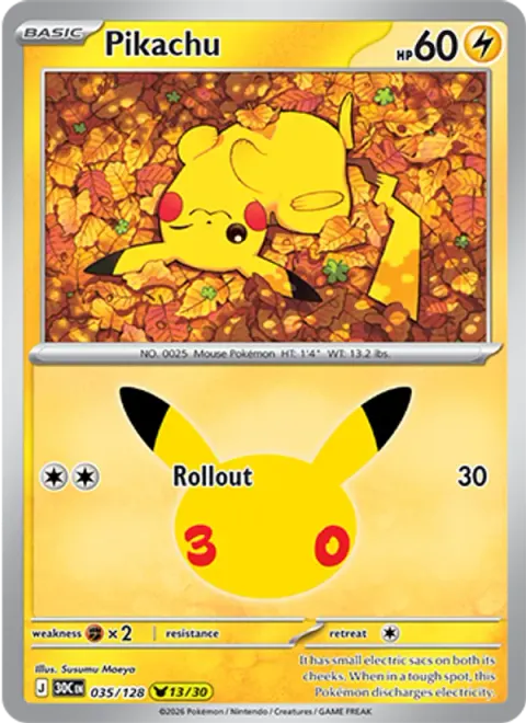 Pikachu 30TH 035 기본판 영어판 카드 이미지