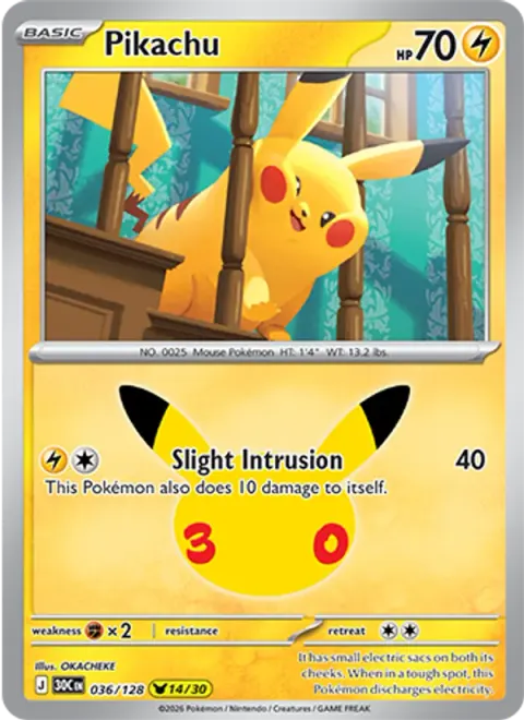 Pikachu 30TH 036 기본판 영어판 카드 이미지