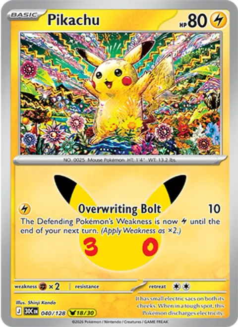 Pikachu 30TH 040 기본판 영어판 카드 이미지