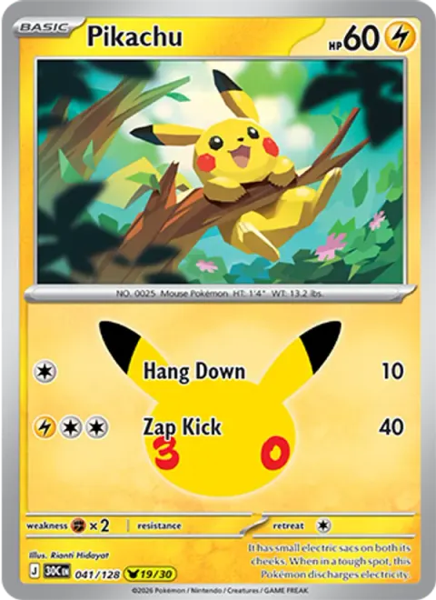 Pikachu 30TH 041 기본판 영어판 카드 이미지