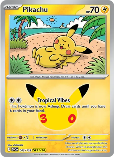 Pikachu 30TH 043 기본판 영어판 카드 이미지