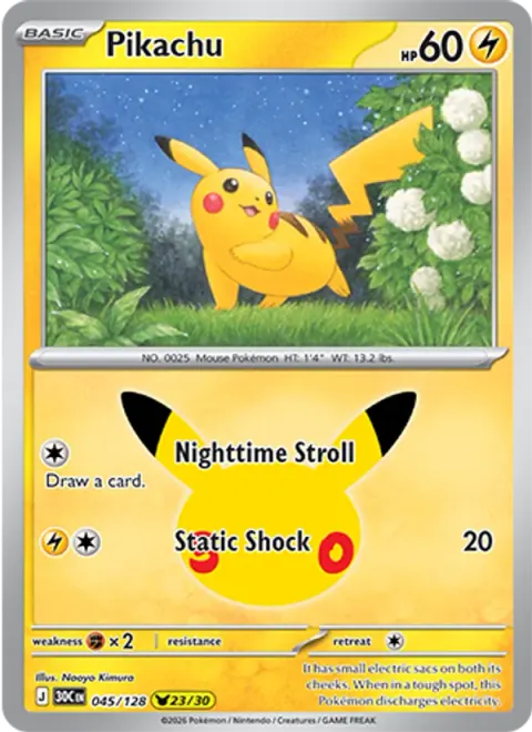 Pikachu 30TH 045 기본판 영어판 카드 이미지