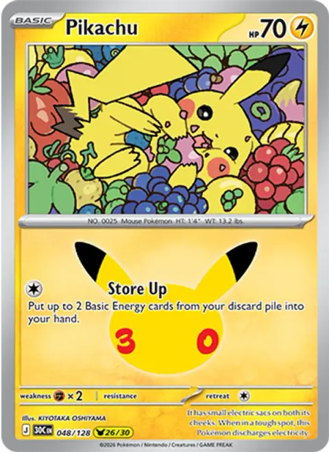 Pikachu 30TH 048 기본판 영어판 카드 이미지