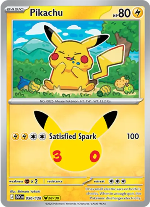 Pikachu 30TH 050 기본판 영어판 카드 이미지