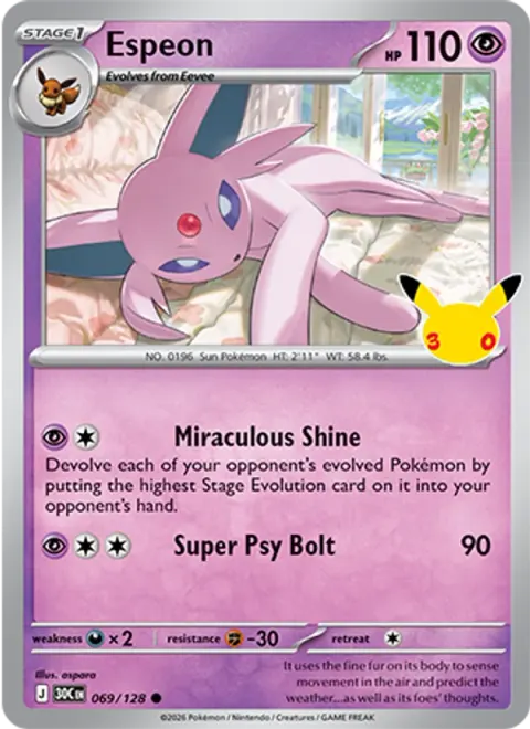 Espeon 30TH 069 기본판 영어판 카드 이미지