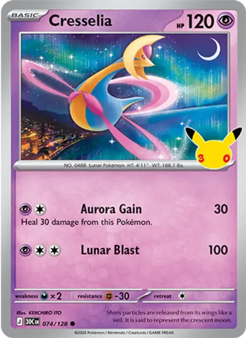 Cresselia 30TH 074 기본판 영어판 카드 이미지