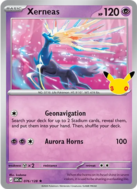 Xerneas 30TH 076 기본판 영어판 카드 이미지