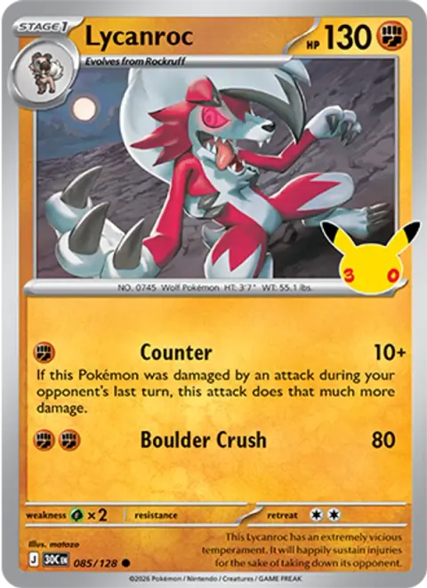 Lycanroc 30TH 085 기본판 영어판 카드 이미지