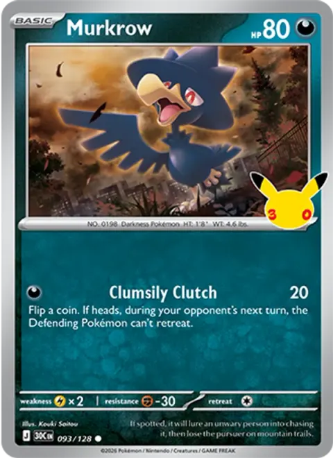 Murkrow 30TH 093 기본판 영어판 카드 이미지