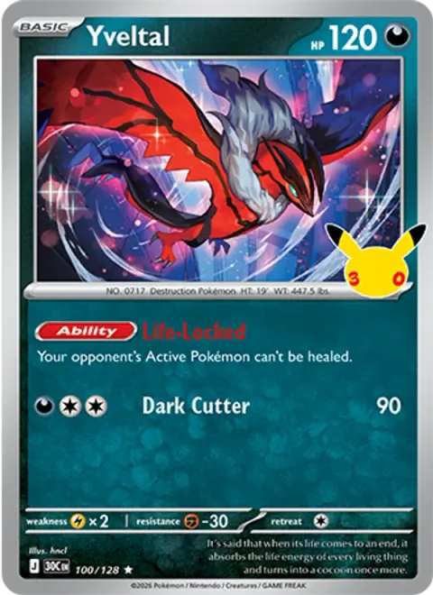 Yveltal 30TH 100 기본판 영어판 카드 이미지