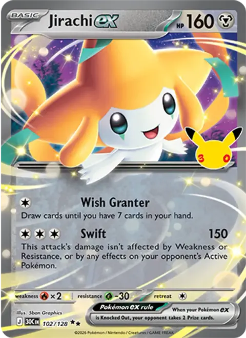 Jirachi ex 30TH 102 기본판 영어판 카드 이미지