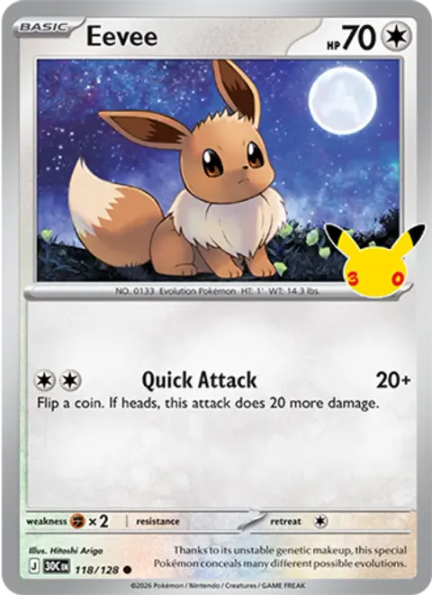Eevee 30TH 118 기본판 영어판 카드 이미지