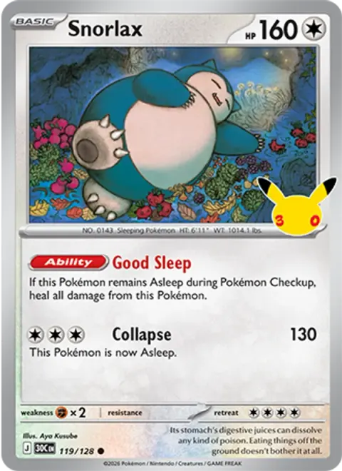 Snorlax 30TH 119 기본판 영어판 카드 이미지
