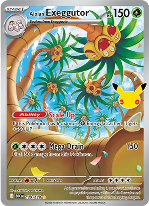 Alolan Exeggutor 30TH 129 기본판 영어판 카드 이미지