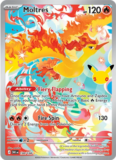 Moltres 30TH 130 기본판 영어판 카드 이미지
