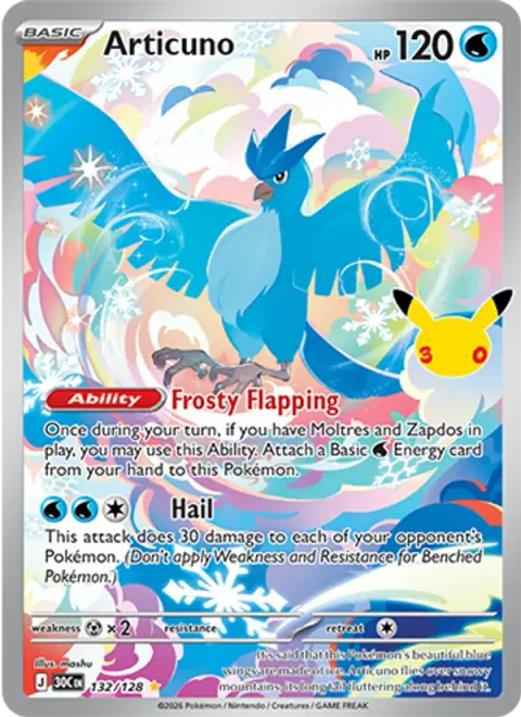 Articuno 30TH 132 기본판 영어판 카드 이미지