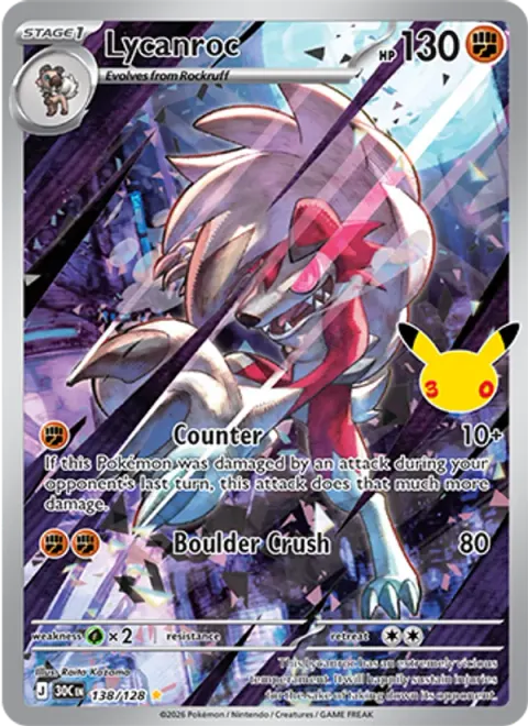 Lycanroc 30TH 138 기본판 영어판 카드 이미지
