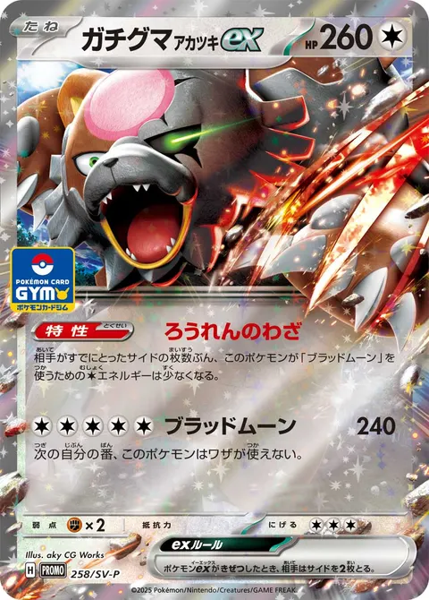 ガチグマ アカツキex 258/SV-P 기본판 일본어판 카드 이미지